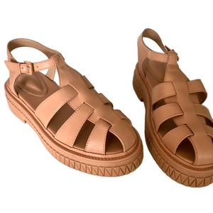 Schutz Beatrix Fisherman Sandals Lug SoleTan Leather  size 8.5 NEW WITH TAGS